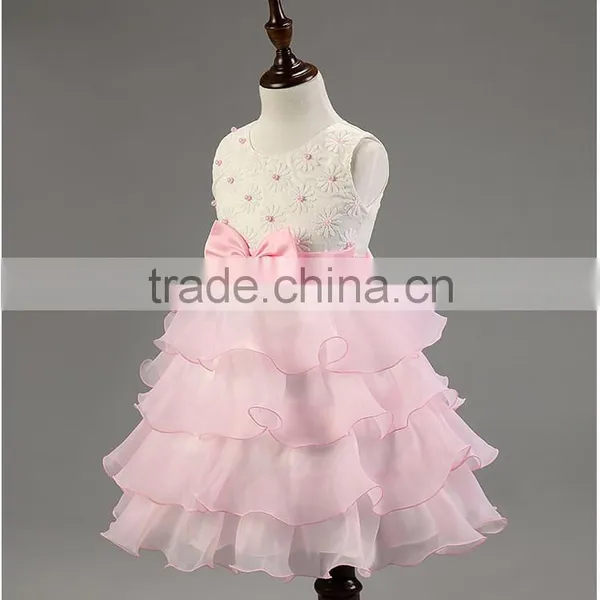 Lastest Wholesale Pink Chiffon Layered Dress Flower Girl Net Dresses TR-WS33 photo-2