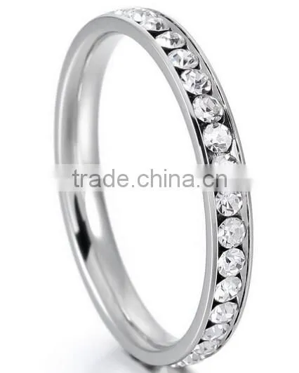 White Stainless Steel Eternity Ring Band CZ Wedding