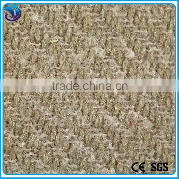 Hot Sale 2016 Polyester Wool Plain Dyed Gold Foil Woven Fabric photo-3