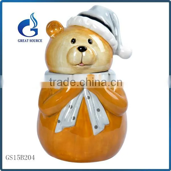 3D Hand Made Owl Shape Ceramic Christmas Cookie Jars photo-6