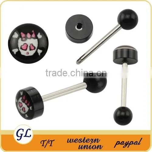 TR01086 Acrylic Tongue Barbell , Skull Tongue Ring Body Piercing photo-4