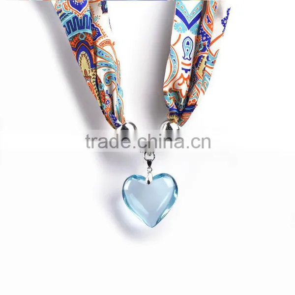 2016 New Products Color Silver Tone Heart Pendant Scarf Necklace photo-4