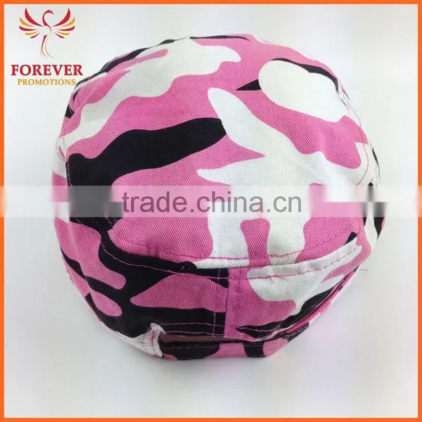 Chinese Supplier Pink Ribbon Embroidery Jean Camouflage Fabic Baseball Cap photo-2