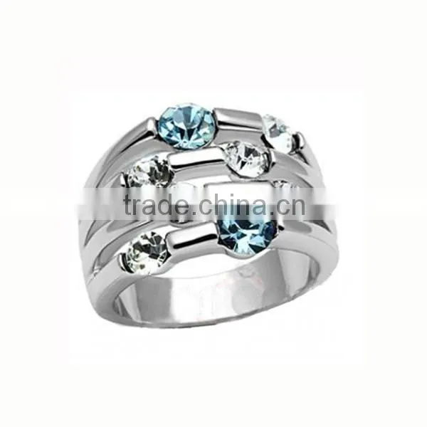 Blue Crystal Stainless Steel Rings for Women Diamond Jewelry Price Imitation Diamond Jewelry Ruby Diamond Jewelry (LR9446)