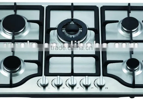 2014 Hot Sales Stainless Steel Panel 5 Burner Gas Hob Zhongshan Factory OEM Service(Model No: Z825-ABCCD)
