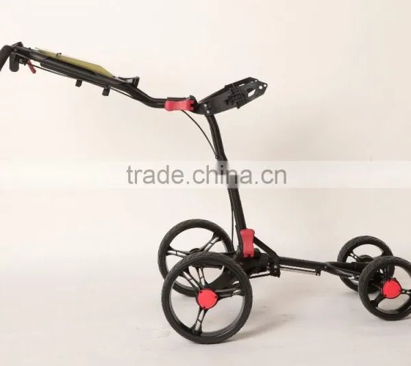 2016 Brand New Fold Light Weight 4Wheels Push Pull Golf Trolley Manual Golf Cart photo-2