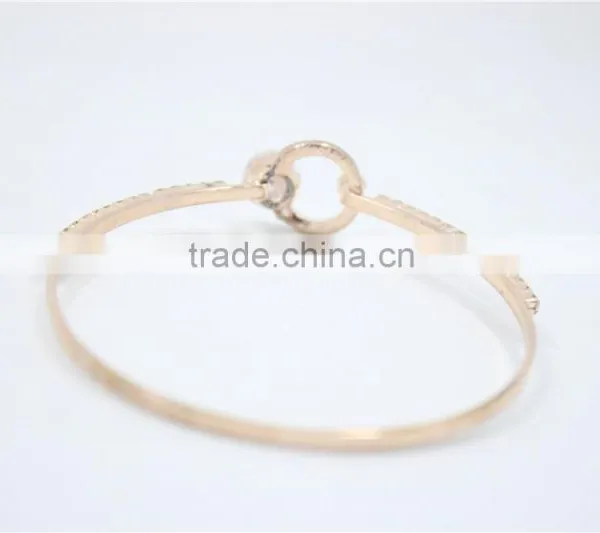 Classic Light Rose Gold Polished Bangle Bracelet White Clear Rhinestone W/Sides Claw Diamond Chain Cuff 2016New Intrend Style photo-3