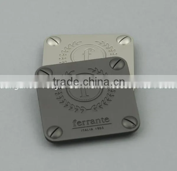 High Quality Custom Square Metal Plate Tags With Prongs For Hangbag photo-6