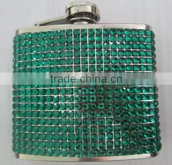 Whiskey Pocket Stainless Steel Hip Flask With Rhinestone