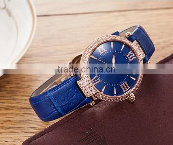Hot Sale Lady Leather Crystal Wrist Watch With Fashion Style photo-2