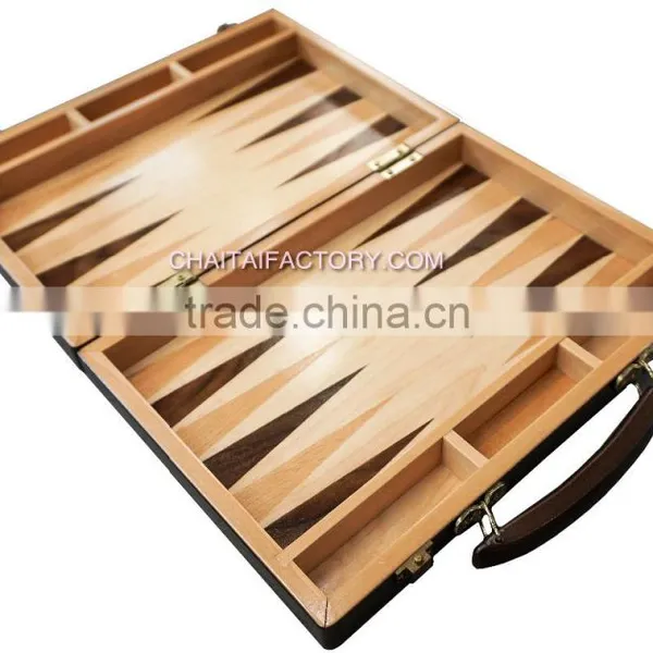 High Quality Classic Folding Backgammon With INLAID WOOD in WALNUT Carry Case photo-2
