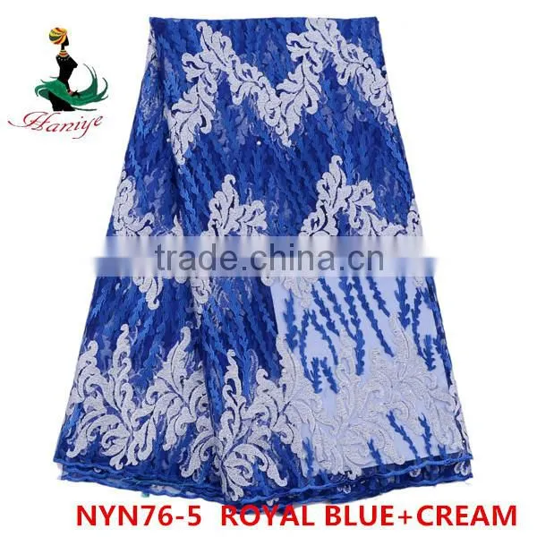 2016 Wholesale Embroidery Tulle Lace Fabric Nigerian French Net Lace for Wedding Dreeses /NYN76 photo-5