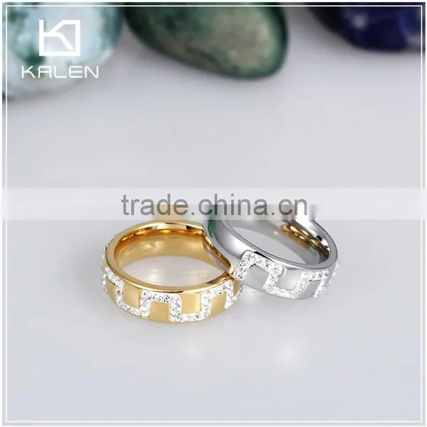 Men Hot Sale Rhinestone Golden Design Stainless Steel Ring From China KALEN photo-3