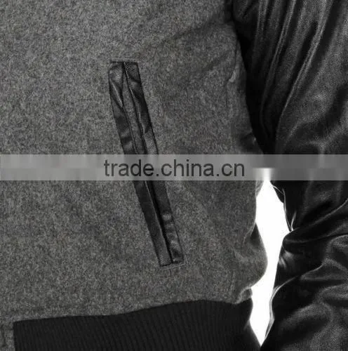 2015 Latest Style College Jacket / Varsity Jacket Wool With Leather Sleeve photo-2