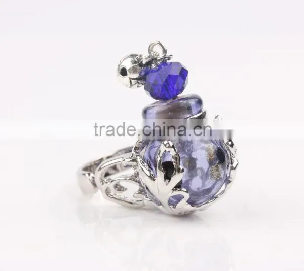 Fashion Mini Glass Bottle Women Perfume Finger Ring Size Adjustable Essential Oil Rings Scent Ring