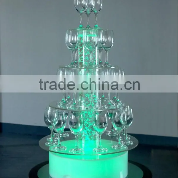 Acrylic Water Bubble Light Champagne Tower for Wedding and Party Use