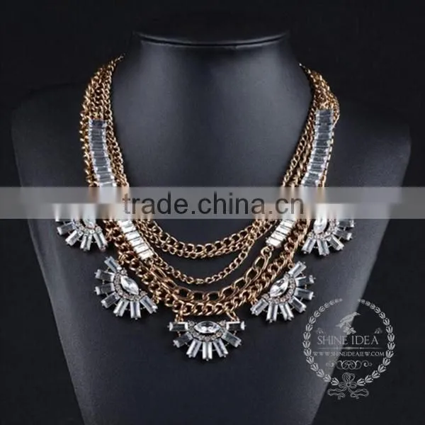High Quality Vintage Rhinestone Chunky Statement Necklace Tin Alloy Fashion Women Pendant Necklace 6390124