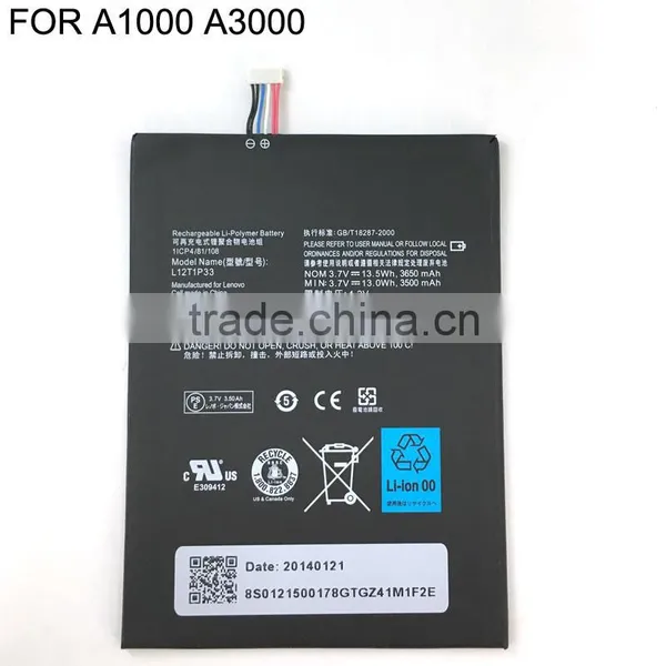 High 3650mAh Capacity Battery for Lenovo L12T1P33 Replacement Tablet Battery for Lenovo Ideapad A3000 A1000