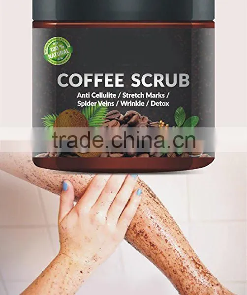 100% Natural Arabica Coffee Scrub 12 Oz. With Organic Coffee, Coconut and Shea Butter - Best Acne, Anti Cellulite and Stretch Ma photo-5
