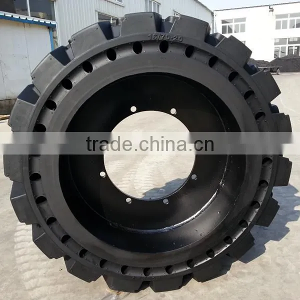 Solid Tire China Backho Skid Steer Loader Tyre Used Rim 10 16.5 photo-2