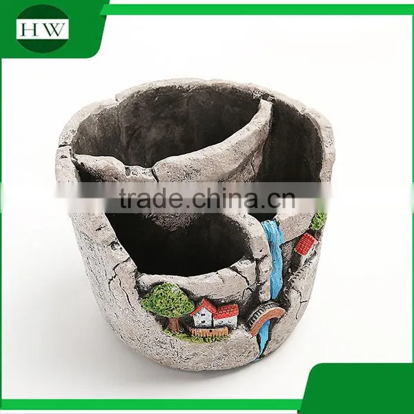 Large Wholesale Cheap Round Cup Shape Cement Garden Flower Pot photo-4