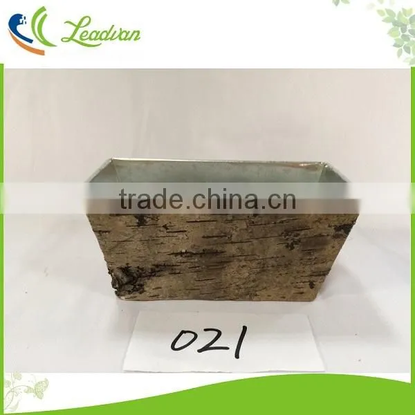 Decorative Indoor Original Tin Flower Pots With Bark Holder for Decor photo-5