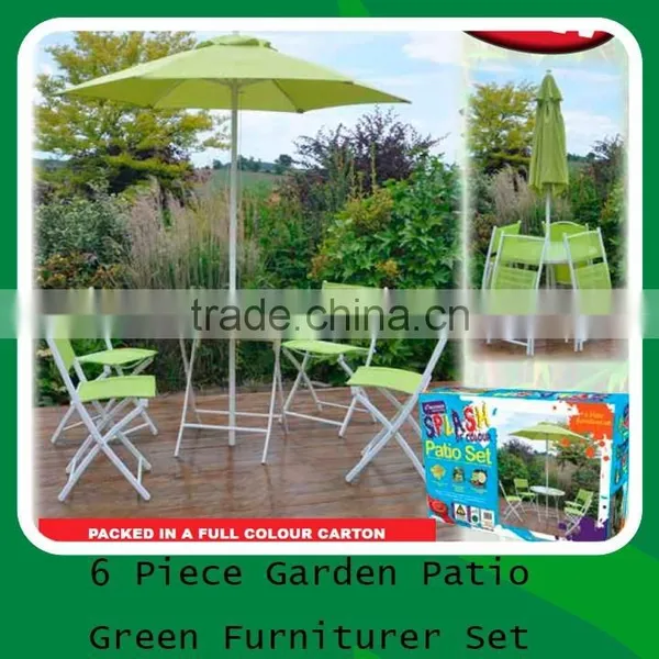 6 Piece Garden Patio Furniture With 4 Folding Chairs & 1table & Parasol photo-4