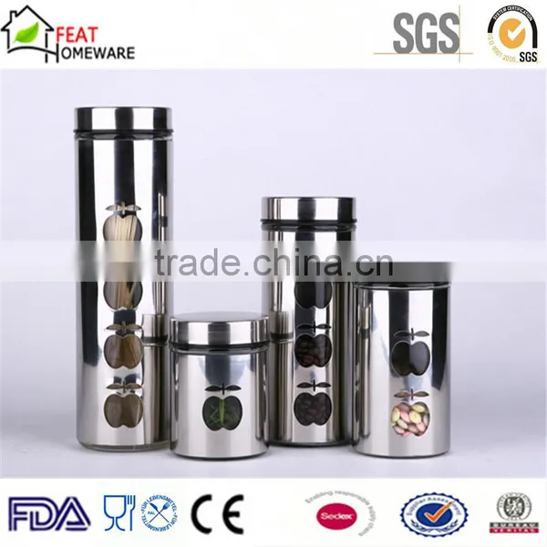 Wholesale Cheap Metal Covered Can Glass Canister Food Storage Jar
