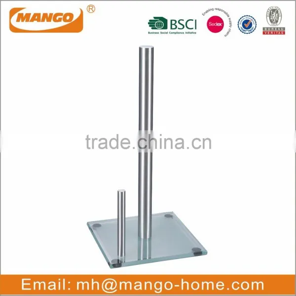 Standing Glass Base Stainless Steel Kitchen Paper Towel Holder photo-2