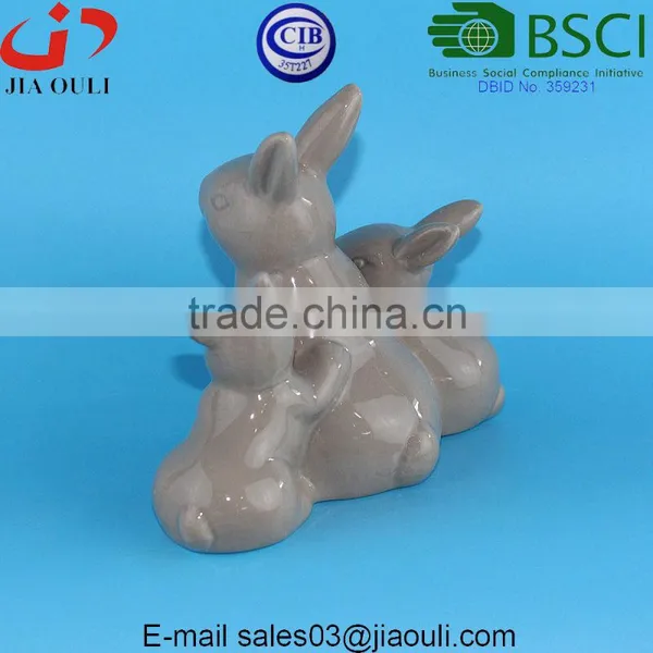 BSCI Audit Factory New EASTER Decorations White Ceramic Rabbit, Grey Easter Bunny photo-3