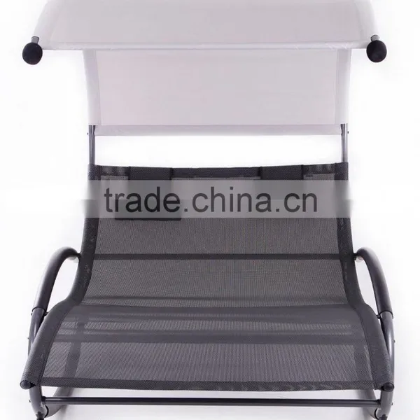Patio Garden Metal Double Chaise Rocker Seat Swing Chair photo-2