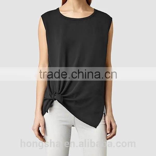 2016 Fashion Lightweight Knot Hemline Sleeveless Tank Top HST8036 photo-4