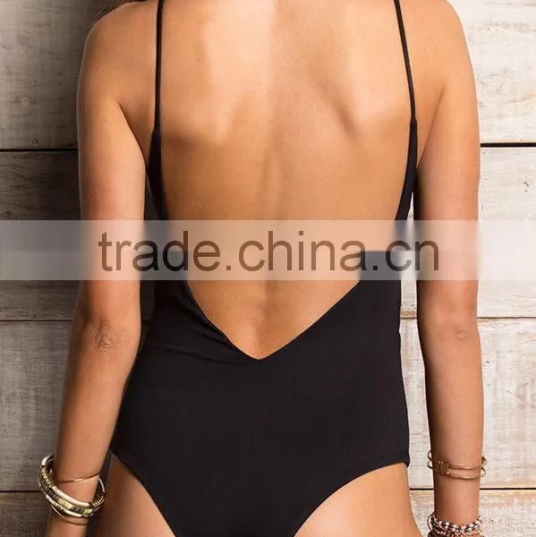 Ladies Black and Side Strap One-piece Swimwear photo-2