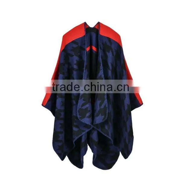 Wholesale China Factory Price Female Scarf Sewing Brim Grid Design Imitated Cashmere Material Women Shawl photo-4