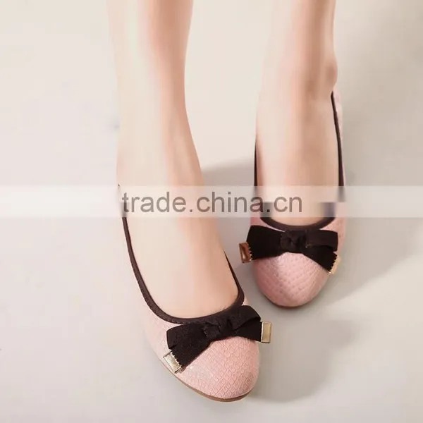 Zm50194b Flat Lady Shoes With Bowknot Wholesale Pure Color Plus Size Shoe photo-2