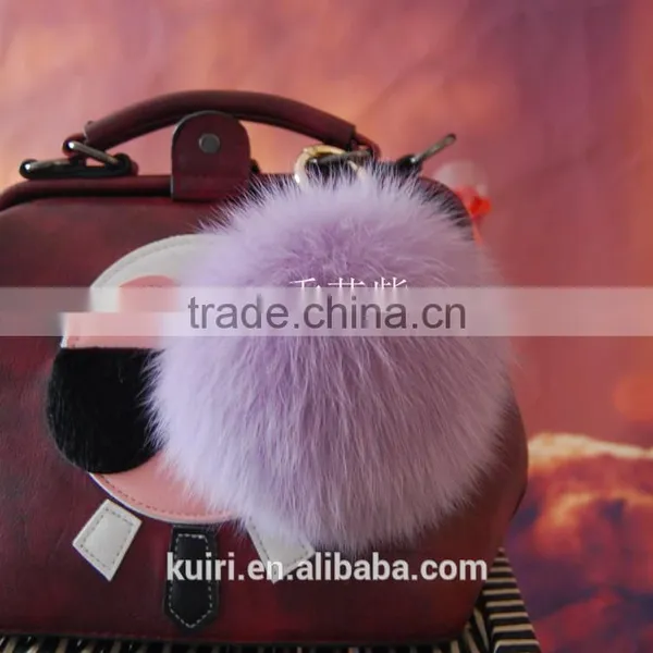 Wholesale for Handbag Material Fox Fur Pom Poms Keychain Fox Fur Plush Fur Balls Bag Charms photo-3