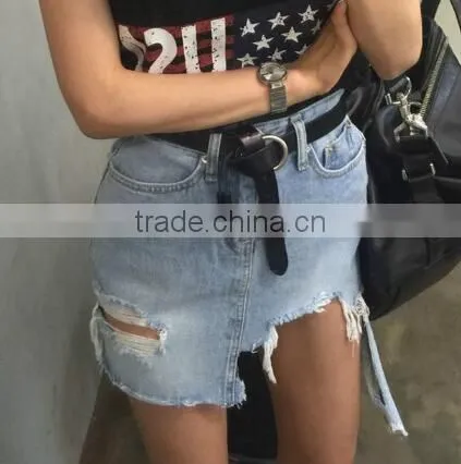 Runwaylover 4961sexy Ripped Sexy Hole Denim Skirt photo-2