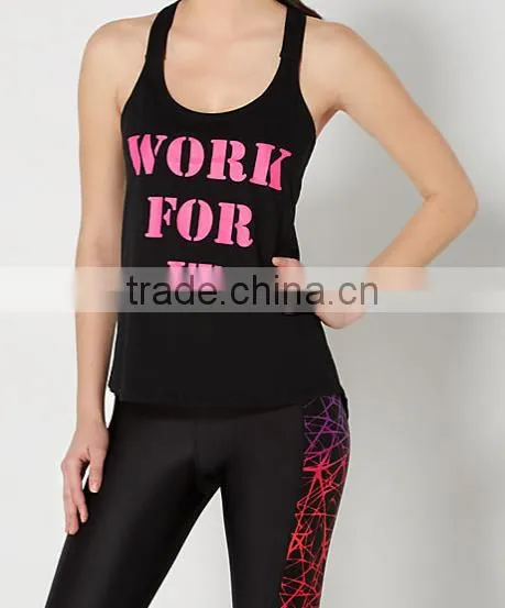Dry Fit Dri Fit Women Tank Top Ladies Singlet Black Silk Print Custom Gym Tank Top