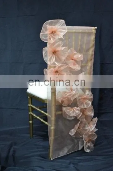 Newest Design Fancy Shiny Purple Wedding Tiffany Ruffle Chair Sash photo-5
