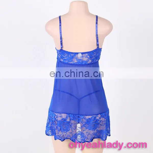 China Wholesale Paypal Accepted Lace Soft Blue Sexy Comfort Nightwear photo-6