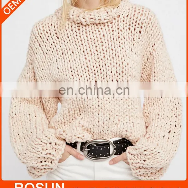 Oversized Sweater Tunics for Women of Long Sleeve Apricot Knit Ladies Tops With Latest Chunky Handmade Design as Crochet