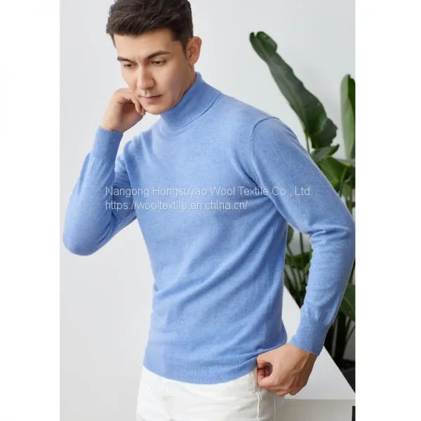 New Men's Pure Wool Sweaters High-Neck Thick Sweaters Solid Color Long-Sleeved Knitted Jackets For Men photo-3