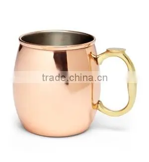 Hammered Copper Lemon Water Cup With Brass Handle, Copper Moscow Mule Mug photo-3