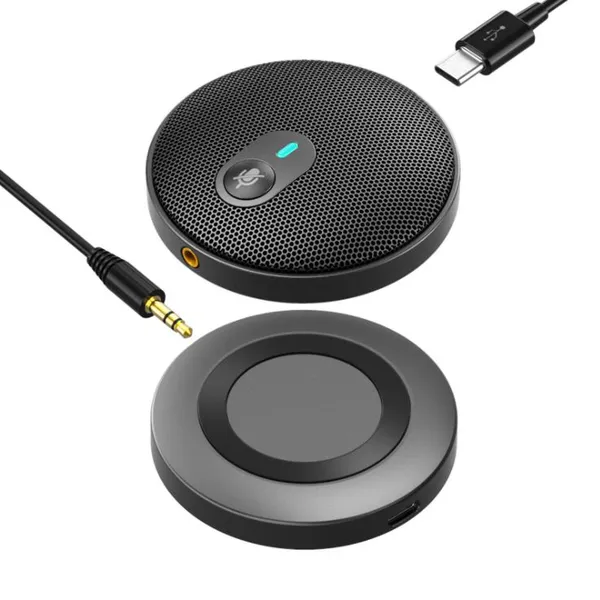 FX12 USB2.0 Turnover Auto Mute 360 Omnidirectional Conference Condenser Microphone