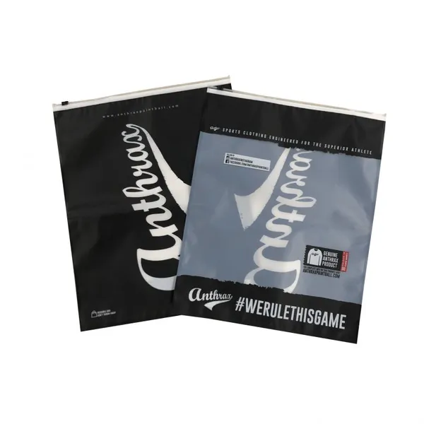 Custom Logo Printed Plastic Apparel Clothes Packaging Bag With Slide Zipper Matte Transparent Clothing Package Bags photo-2