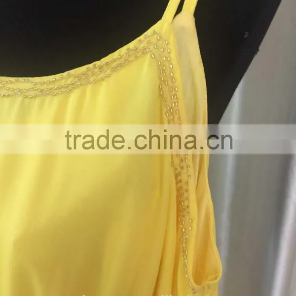 Beaded Chiffon Fabric Breatheable Sleeveless Spaghetti Strap Jumpsuit photo-6