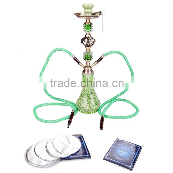 JYH04 Green Best Hookah Shisha, Clear Glass Hookah