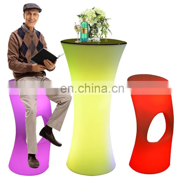 Outdoor Event Party Furniture Illuminated 16 Colors Changing Cocktail Illuminated Bar Table and Chairs Sofa Stool Set photo-2