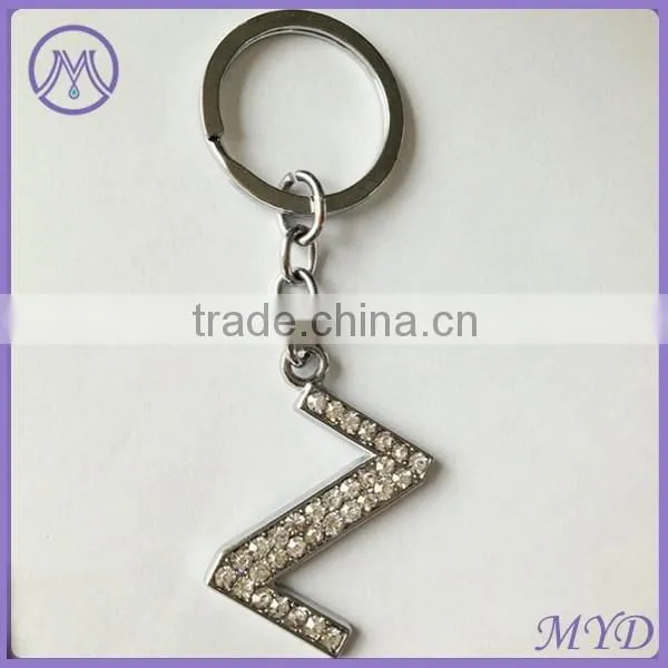 F Letter Metal Key Chain Alphabet Key Ring With Rhinestone Paved photo-6