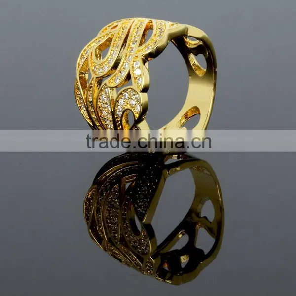 Latest Design Party Dress Cubic Zirconia Chunky Big Size Women Gold Wedding Ring photo-3